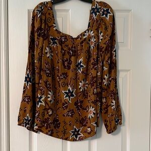 Sonoma Mustard Floral Blouse